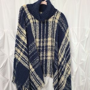 Navy and Cream oversize poncho